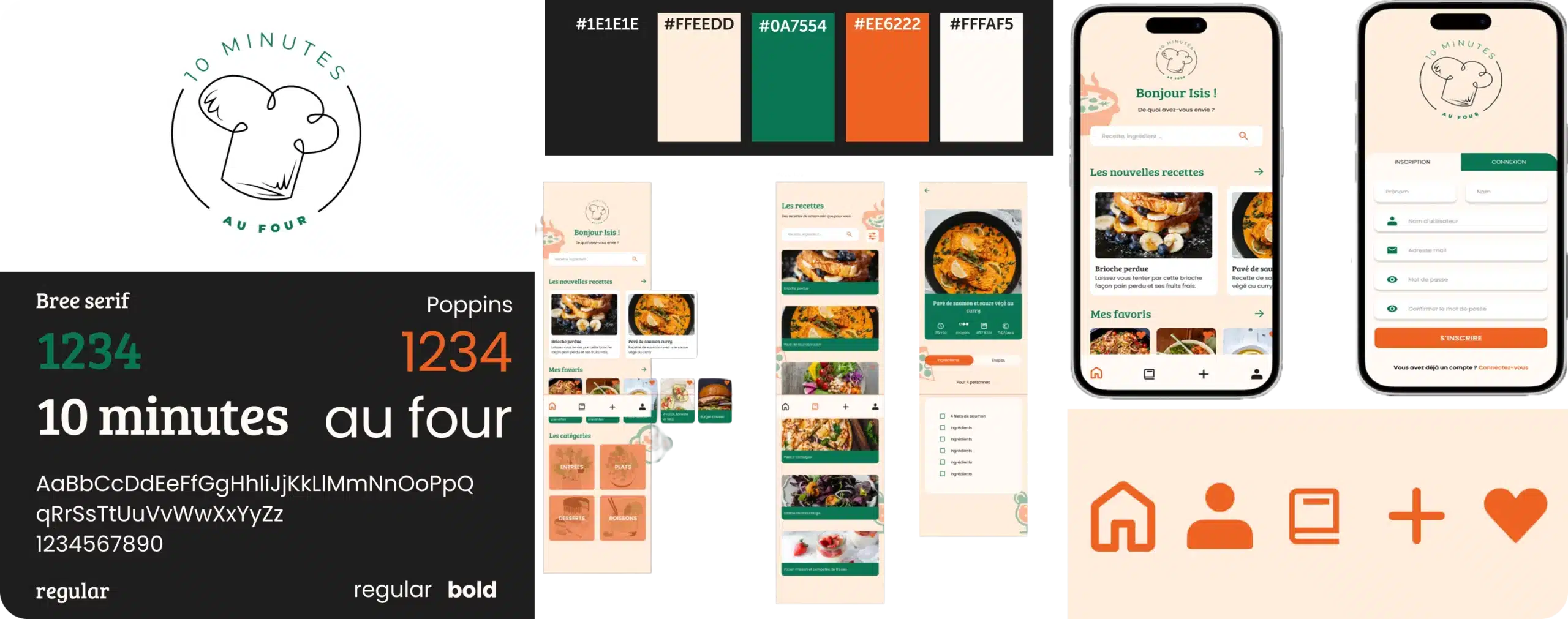 UI Design sur Figma pour une application de cuisine réalisé par Camille Doux