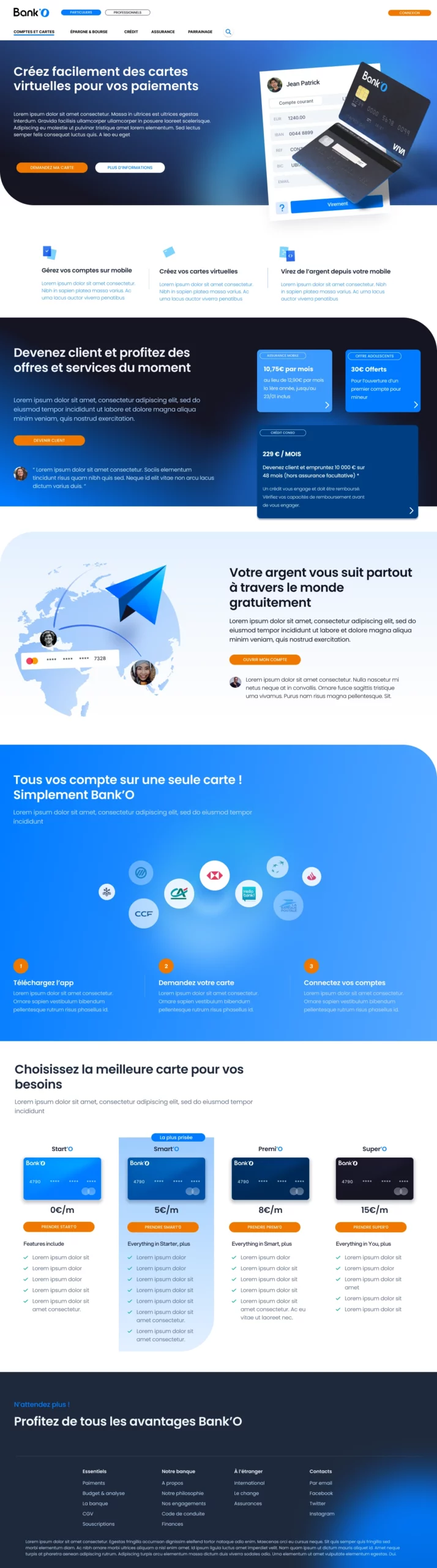 page d'accueil de bank'o réalisée sur figma