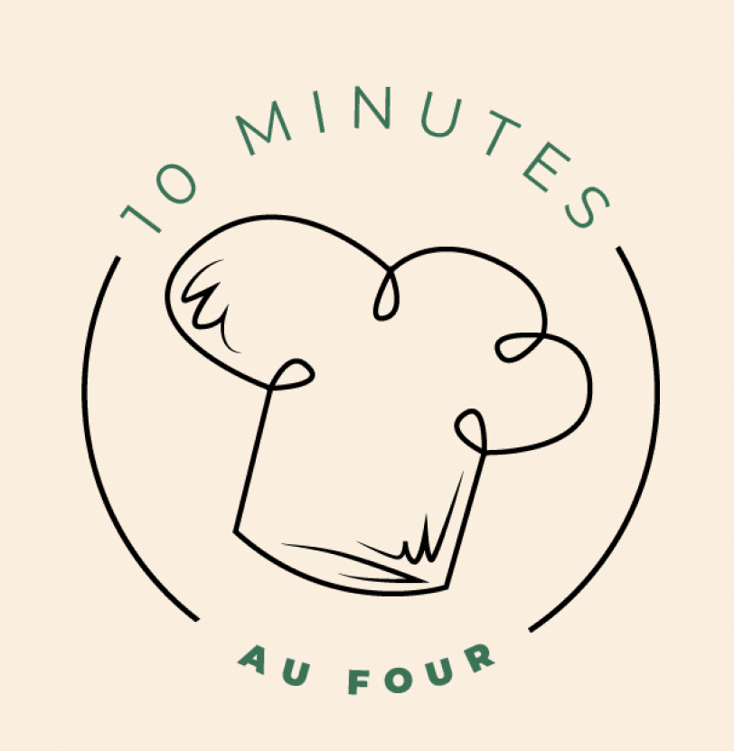 logo avec une toque de cuisine de 10 minutes et au four