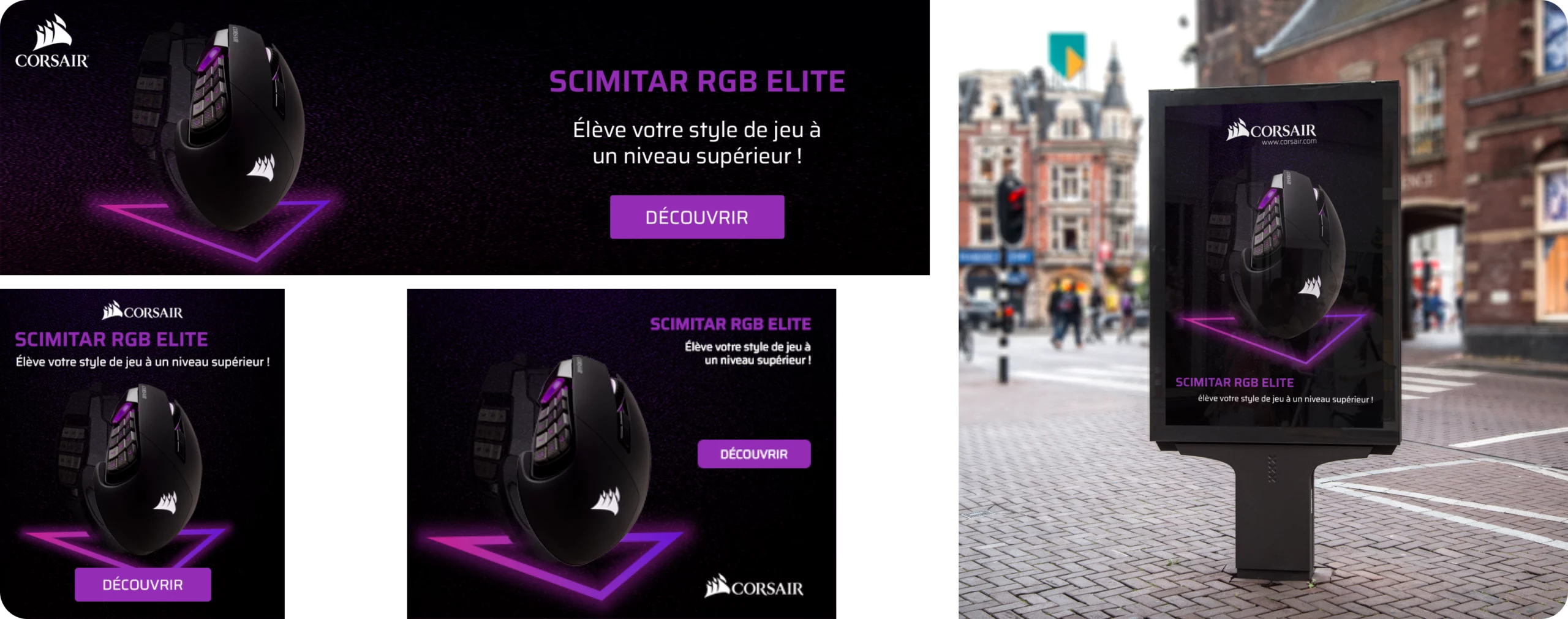 Bannière publicitaire pour la marque corsair dans le cadre de ma formation CDUI