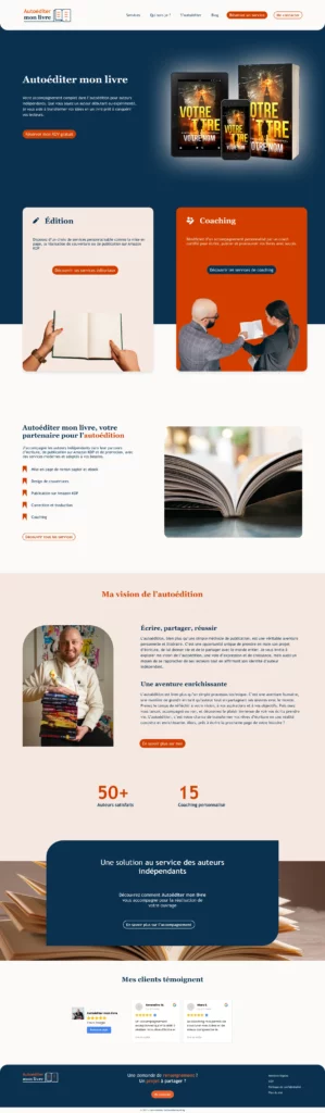 page d'accueil de Autoéditer mon livre réalisée sur figma