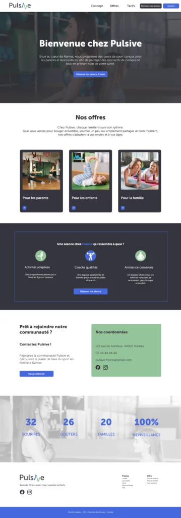 page home de Pulsive réalisé sur Figma