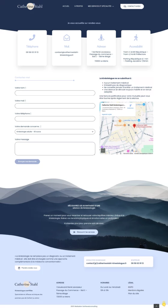 page de contact du site de Catherine Stahl